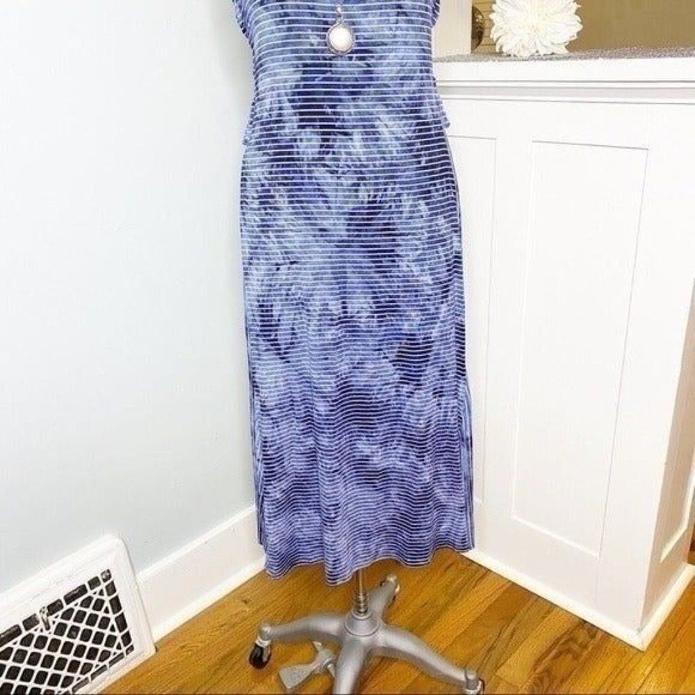 Chico's Blue Tie Dye Striped Nautical Sundress Sleeveless Maxi Dress 4 Small - Picture 4 of 11